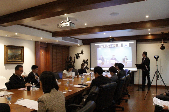  中國(guó)貿(mào)促會(huì)副會(huì)長(zhǎng)張慎峰視頻致辭。中國(guó)貿(mào)促會(huì)駐泰國(guó)代表處供圖