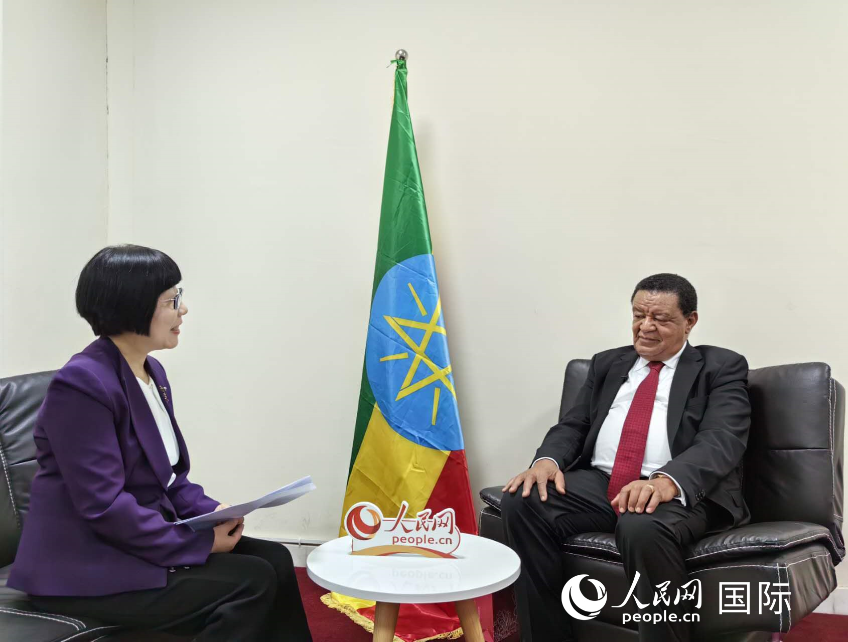 穆拉圖·特肖梅接受人民網(wǎng)記者唐維紅采訪。人民網(wǎng)記者 陳星星攝