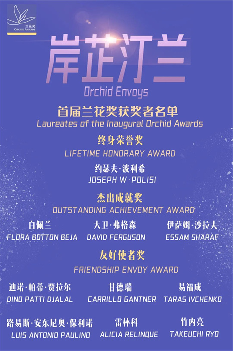 首屆蘭花獎獲獎者名單。 巴西圣保羅州立大學孔子學院供圖。（來源：人民畫報）