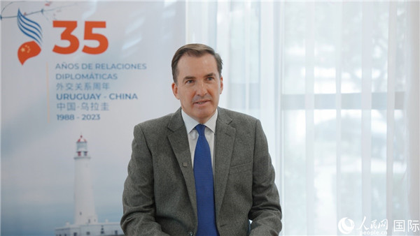 烏拉圭駐華大使費(fèi)爾南多·盧格里斯接受人民網(wǎng)專訪。 人民網(wǎng)記者 張若涵攝