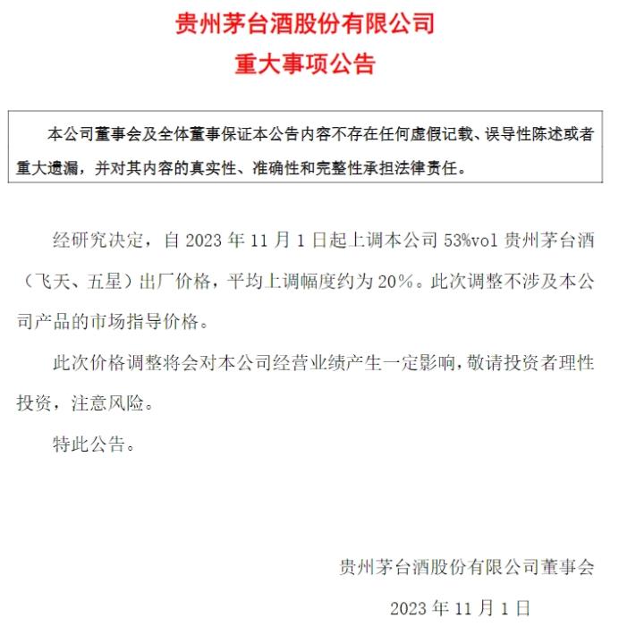 貴州茅臺公告截圖。