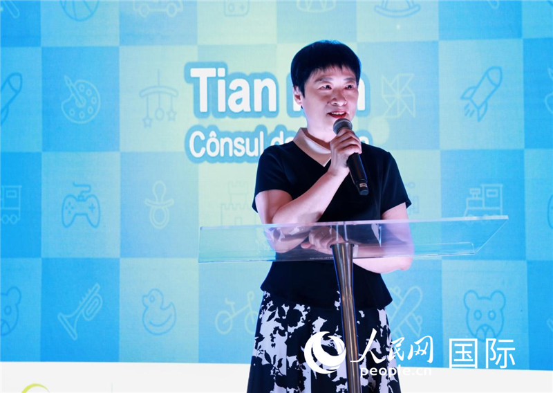 中國駐里約熱內(nèi)盧總領事田敏發(fā)表致辭。人民網(wǎng)記者宋亦然攝