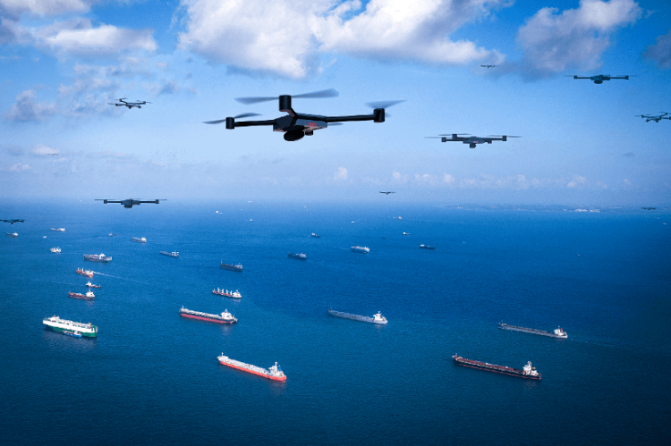 圖為智能無(wú)人系統(tǒng)未來(lái)在海洋上的模擬應(yīng)用場(chǎng)景。挑戰(zhàn)賽主辦方供圖