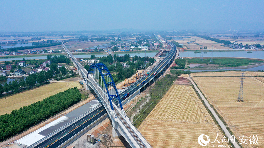 工作人員正在加速推進牛屯河特大橋項目。人民網(wǎng) 王銳攝。