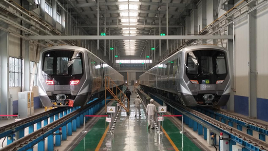 石家莊地鐵二號線列車。 中車齊車集團石家莊公司供圖