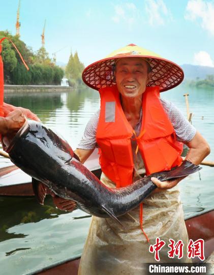工作人員展示捕撈成果。　主辦方供圖