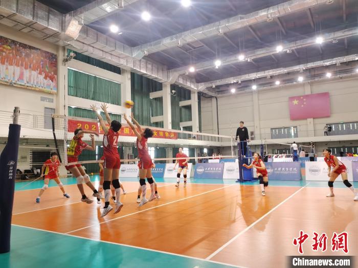 圖為全國(guó)青少年女排在天津進(jìn)行集訓(xùn)?！√旖蝮w育學(xué)院供圖