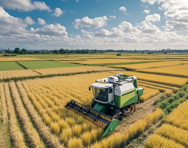 河南省信陽市羅山縣水稻種植戶抓住有利天氣搶收水稻。黃錢錢攝