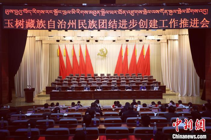 圖為玉樹州民族團(tuán)結(jié)進(jìn)步創(chuàng)建工作推進(jìn)會(huì)現(xiàn)場?！『F龍 攝