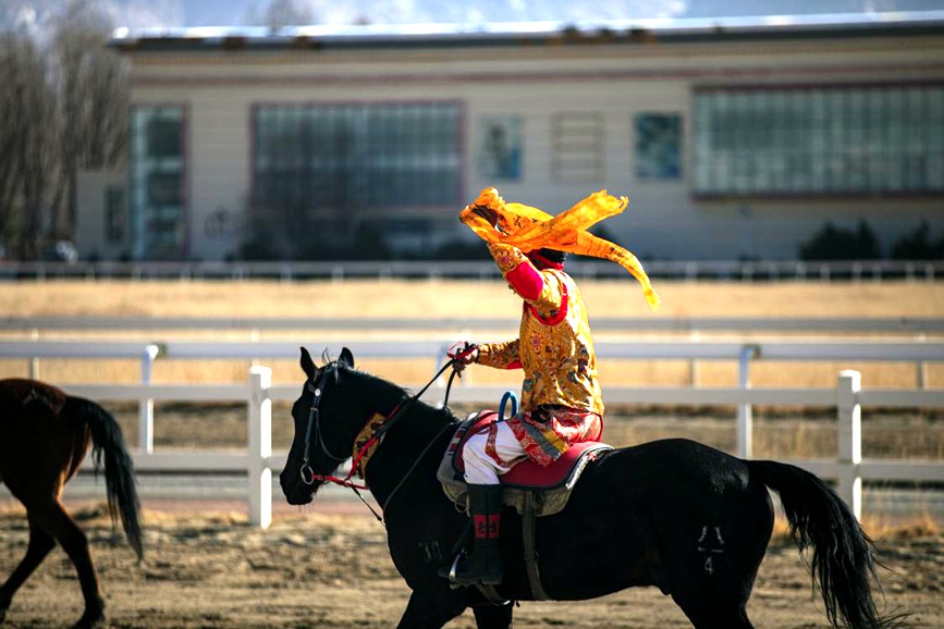 藏歷新年，精彩的馬術(shù)表演。張靜攝