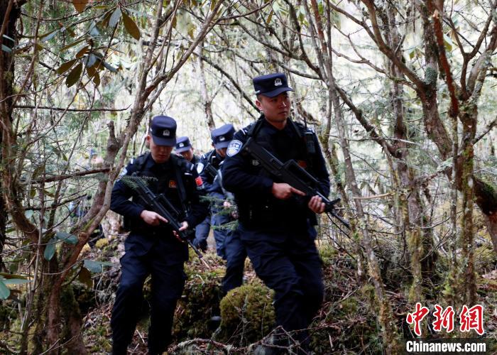 山南邊境管理支隊玉麥邊境派出所民警在邊境原始森林里開展邊境巡邏?！∴嶇?攝